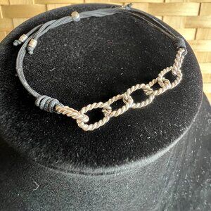 Silpada Silver Loops Black Cord Adjustable Bracelet